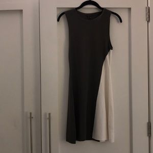 Theory green and white A-line dress